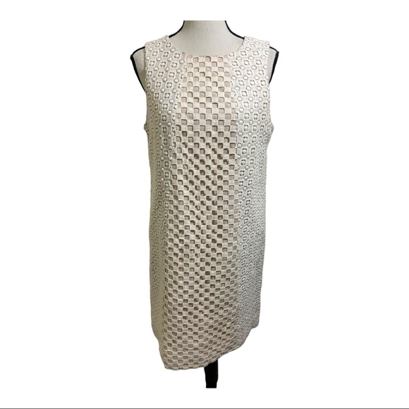 Tibi womens dress crochet scallop lined cream color. Zipper back. Size 8. - Picture 8 of 10